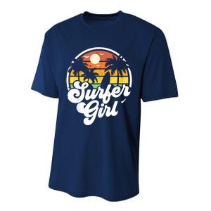 Surfer Girl Beach Retro 70s Summer Surfing Vacation Gift Performance Sprint T-Shirt