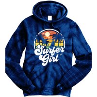 Surfer Girl Beach Retro 70s Summer Surfing Vacation Gift Tie Dye Hoodie