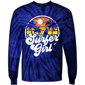 Surfer Girl Beach Retro 70s Summer Surfing Vacation Gift Tie-Dye Long Sleeve Shirt