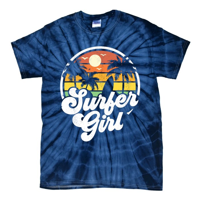 Surfer Girl Beach Retro 70s Summer Surfing Vacation Gift Tie-Dye T-Shirt