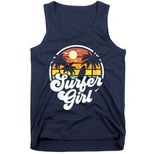 Surfer Girl Beach Retro 70s Summer Surfing Vacation Gift Tank Top