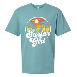 Surfer Girl Beach Retro 70s Summer Surfing Vacation Gift Sueded Cloud Jersey T-Shirt