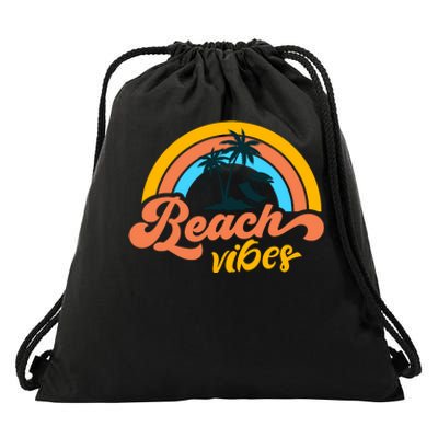 Summer Groovy Beach Vibes Drawstring Bag