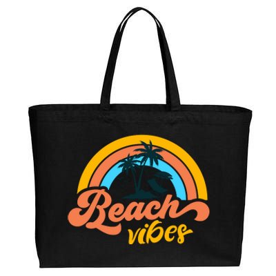 Summer Groovy Beach Vibes Cotton Canvas Jumbo Tote