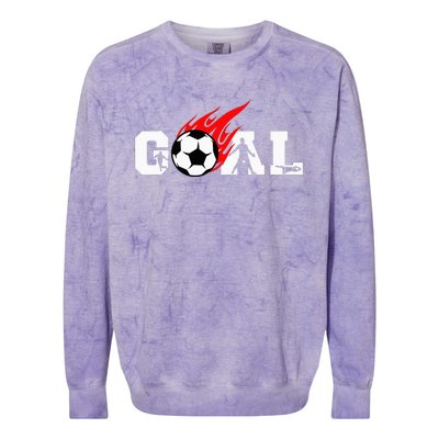 Soccer Goal Ball On Fire Colorblast Crewneck Sweatshirt