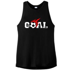 Soccer Goal Ball On Fire Ladies PosiCharge Tri-Blend Wicking Tank