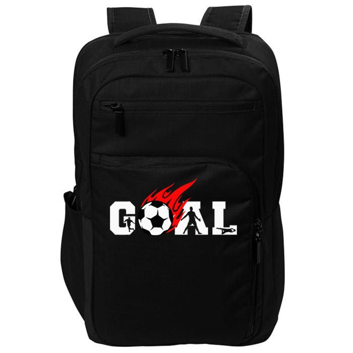 Soccer Goal Ball On Fire Impact Tech Backpack