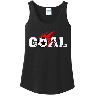 Soccer Goal Ball On Fire Ladies Essential Tank