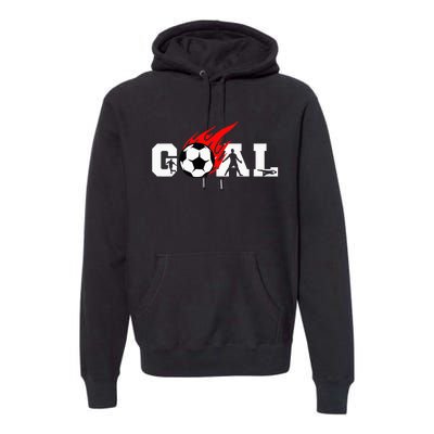 Soccer Goal Ball On Fire Premium Hoodie