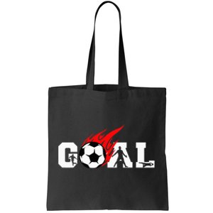 Soccer Goal Ball On Fire Tote Bag