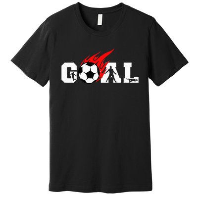 Soccer Goal Ball On Fire Premium T-Shirt