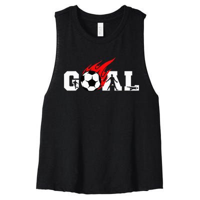 Soccer Goal Ball On Fire Women's Racerback Cropped Tank