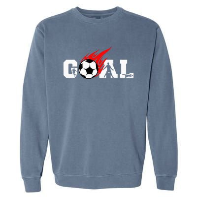 Soccer Goal Ball On Fire Garment-Dyed Sweatshirt