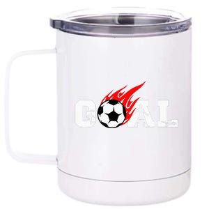 Soccer Goal Ball On Fire 12 oz Stainless Steel Tumbler Cup