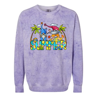 Summer Gnomes Beach Colorblast Crewneck Sweatshirt