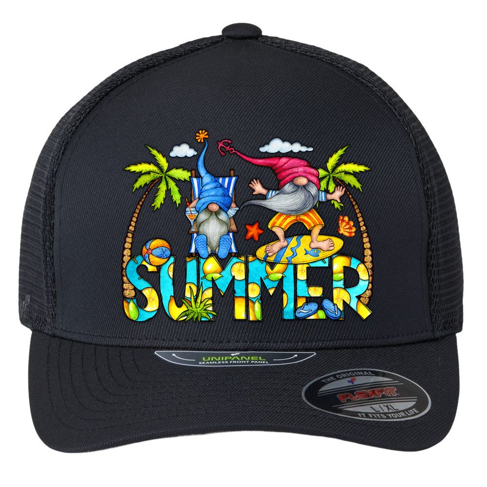 Summer Gnomes Beach Flexfit Unipanel Trucker Cap