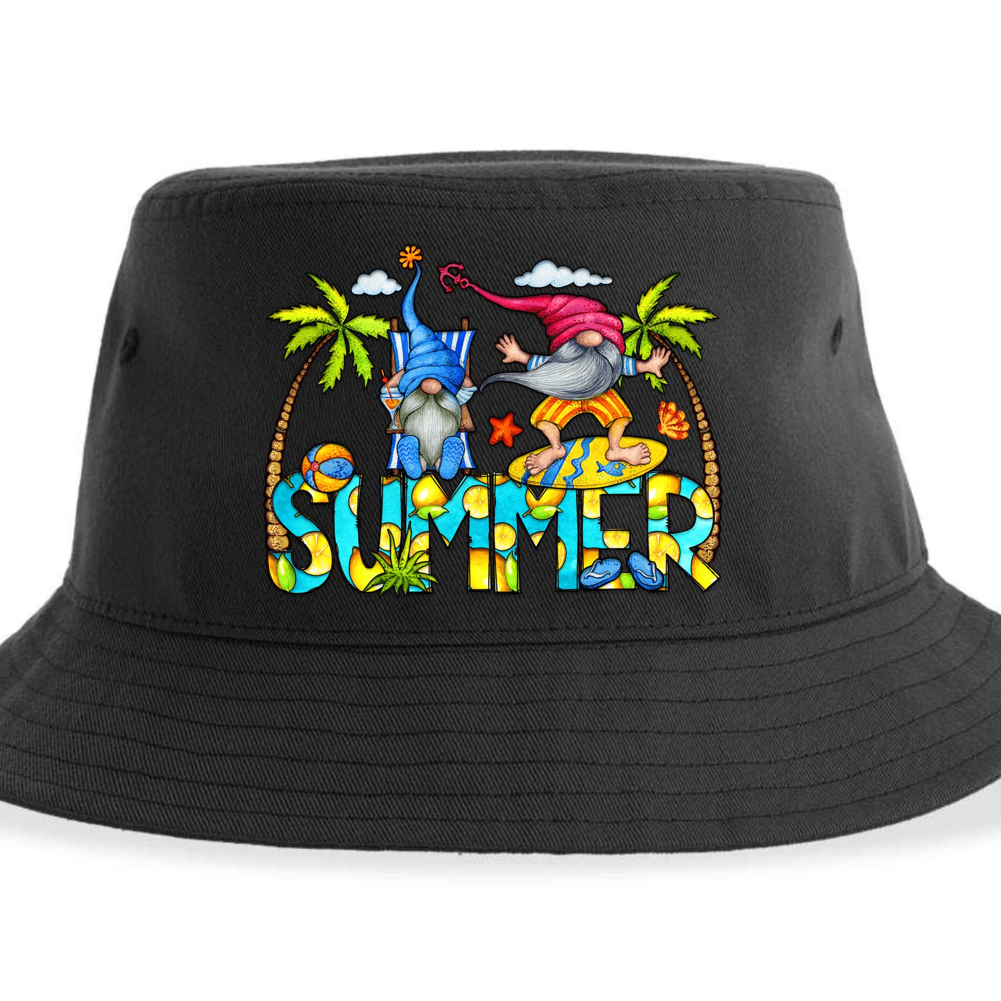 Summer Gnomes Beach Sustainable Bucket Hat