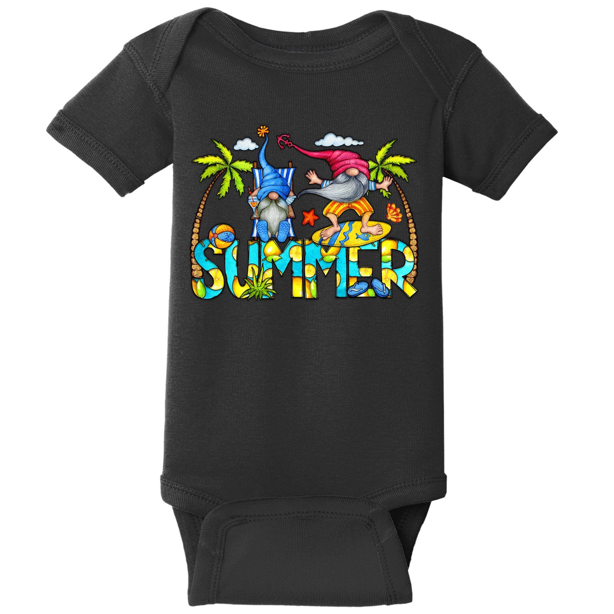 Summer Gnomes Beach Baby Bodysuit