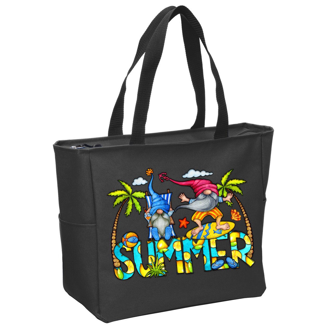 Summer Gnomes Beach Zip Tote Bag