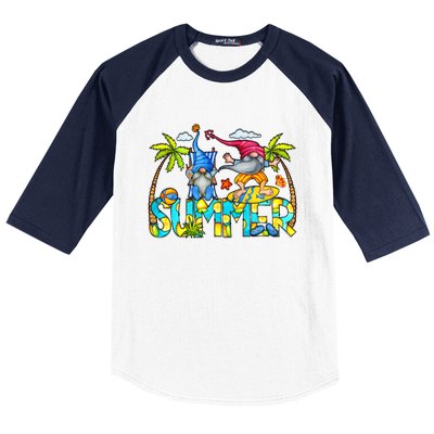 Summer Gnomes Beach Baseball Sleeve Shirt