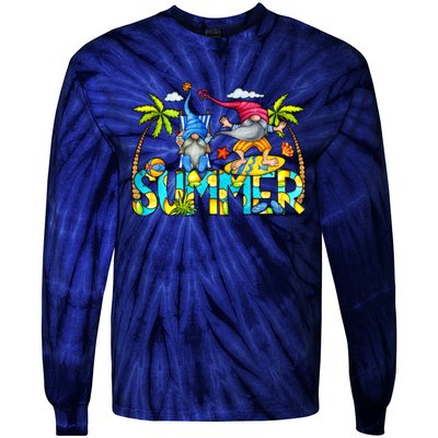 Summer Gnomes Beach Tie-Dye Long Sleeve Shirt