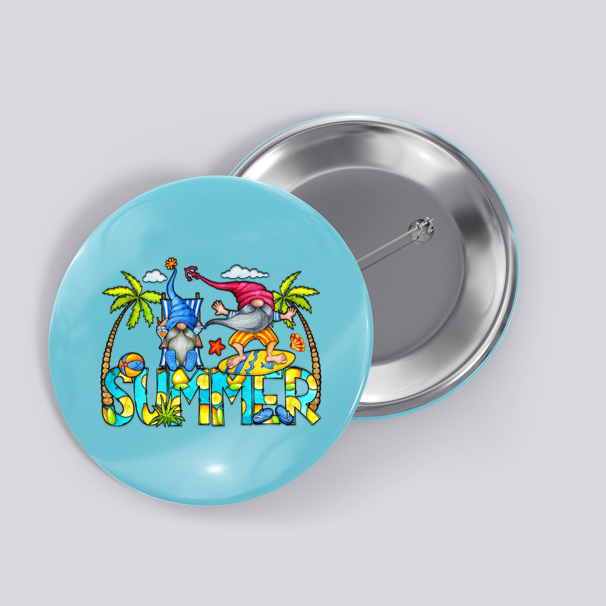 Summer Gnomes Beach Button