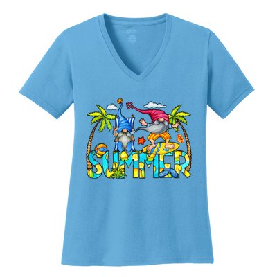 Summer Gnomes Beach Women's V-Neck T-Shirt