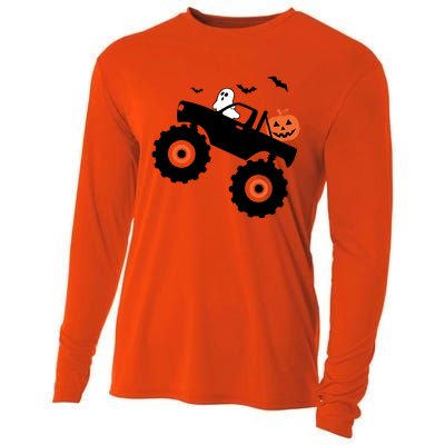 Spooky Ghost Bats Jack O Lantern Monster Truck Halloween Cute Gift Cooling Performance Long Sleeve Crew