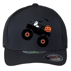 Spooky Ghost Bats Jack O Lantern Monster Truck Halloween Cute Gift Flexfit Unipanel Trucker Cap