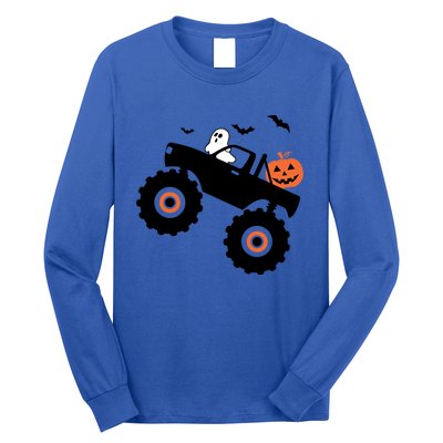 Spooky Ghost Bats Jack O Lantern Monster Truck Halloween Cute Gift Long Sleeve Shirt