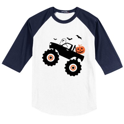 Spooky Ghost Bats Jack O Lantern Monster Truck Halloween Cute Gift Baseball Sleeve Shirt