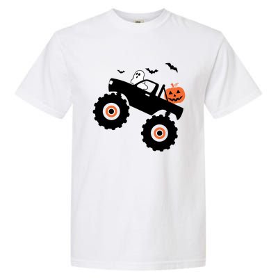 Spooky Ghost Bats Jack O Lantern Monster Truck Halloween Cute Gift Garment-Dyed Heavyweight T-Shirt