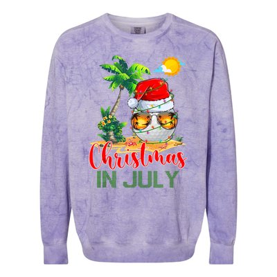 Santa Golf Ball Sunglasses & Xmas Lights Christmas In July Tank Top Colorblast Crewneck Sweatshirt