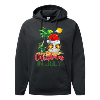 Santa Golf Ball Sunglasses & Xmas Lights Christmas In July Tank Top Performance Fleece Hoodie