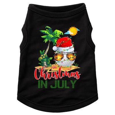Santa Golf Ball Sunglasses & Xmas Lights Christmas In July Tank Top Doggie Tank