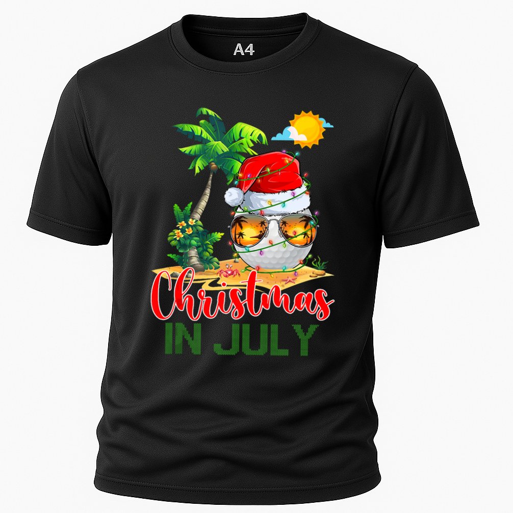Santa Golf Ball Sunglasses & Xmas Lights Christmas In July Tank Top Performance Shirt