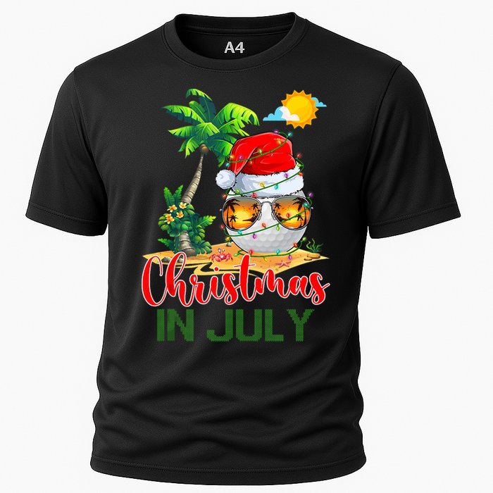 Santa Golf Ball Sunglasses & Xmas Lights Christmas In July Tank Top Cooling Performance Crew T-Shirt