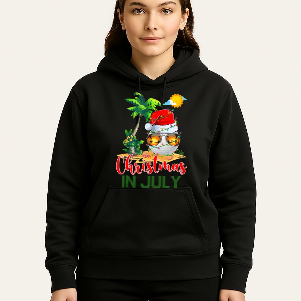 Santa Golf Ball Sunglasses & Xmas Lights Christmas In July Tank Top Hoodie