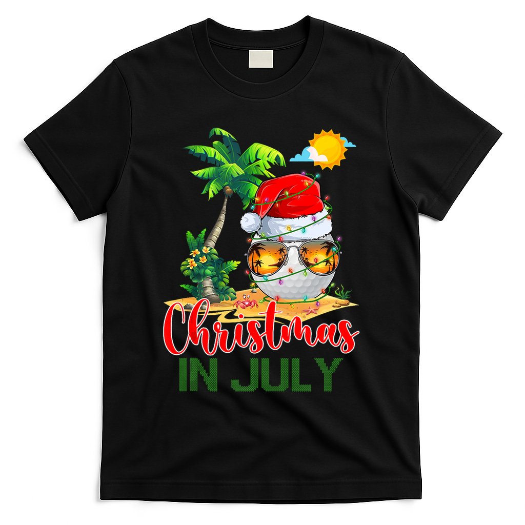 Santa Golf Ball Sunglasses & Xmas Lights Christmas In July Tank Top T-Shirt