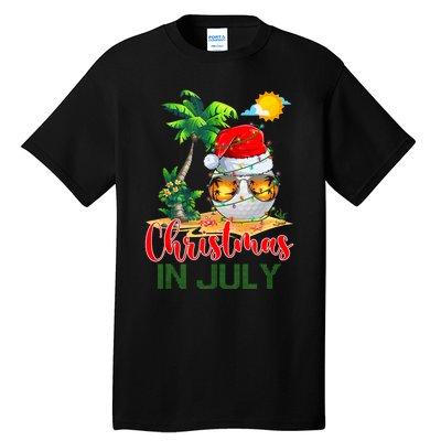 Santa Golf Ball Sunglasses & Xmas Lights Christmas In July Tank Top Tall T-Shirt