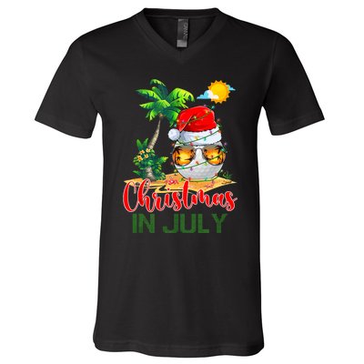 Santa Golf Ball Sunglasses & Xmas Lights Christmas In July Tank Top V-Neck T-Shirt