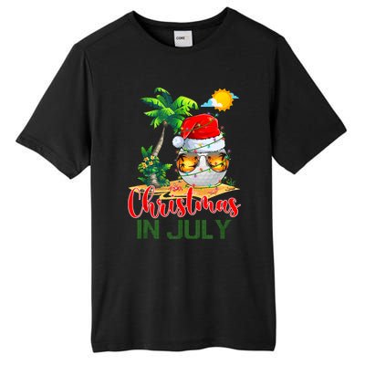 Santa Golf Ball Sunglasses & Xmas Lights Christmas In July Tank Top Tall Fusion ChromaSoft Performance T-Shirt