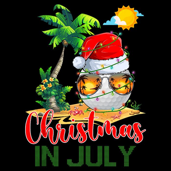 Santa Golf Ball Sunglasses & Xmas Lights Christmas In July Tank Top Drawstring Bag