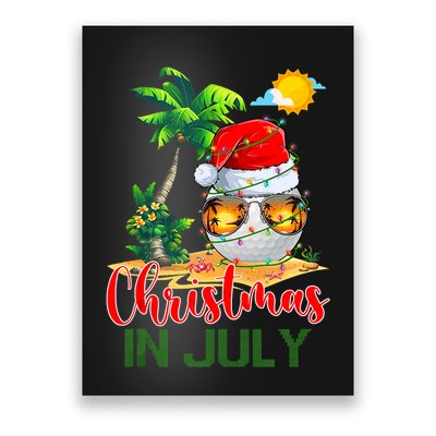 Santa Golf Ball Sunglasses & Xmas Lights Christmas In July Tank Top Poster