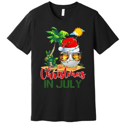 Santa Golf Ball Sunglasses & Xmas Lights Christmas In July Tank Top Premium T-Shirt