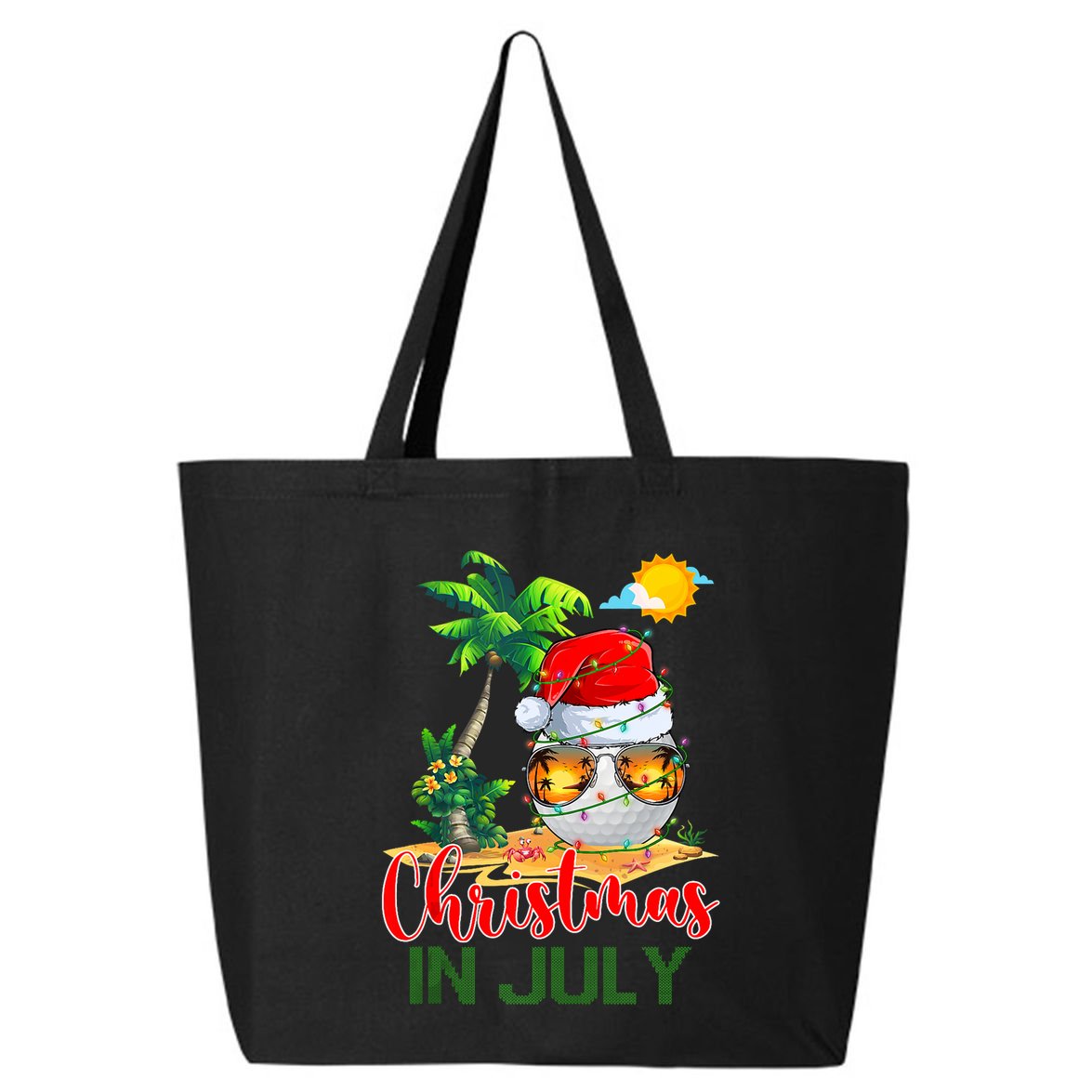 Santa Golf Ball Sunglasses & Xmas Lights Christmas In July Tank Top 25L Jumbo Tote
