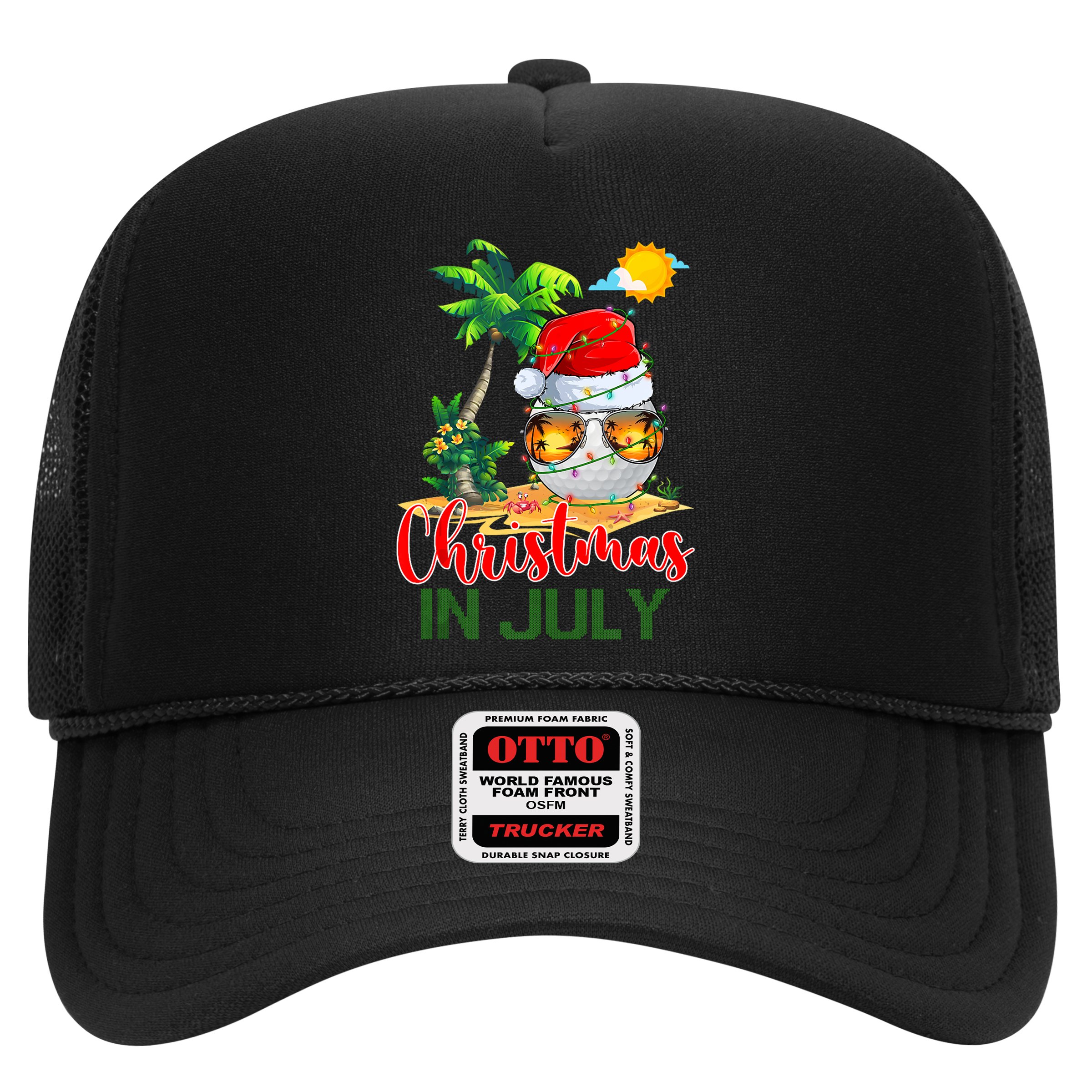Santa Golf Ball Sunglasses & Xmas Lights Christmas In July Tank Top Hat