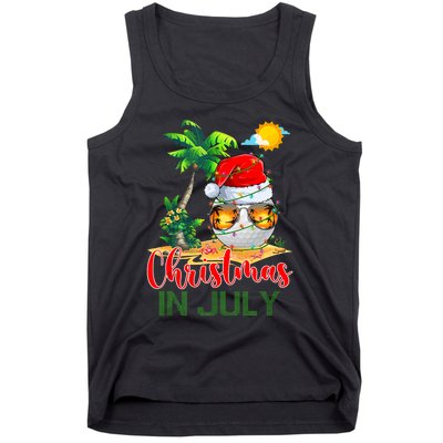 Santa Golf Ball Sunglasses & Xmas Lights Christmas In July Tank Top Tank Top