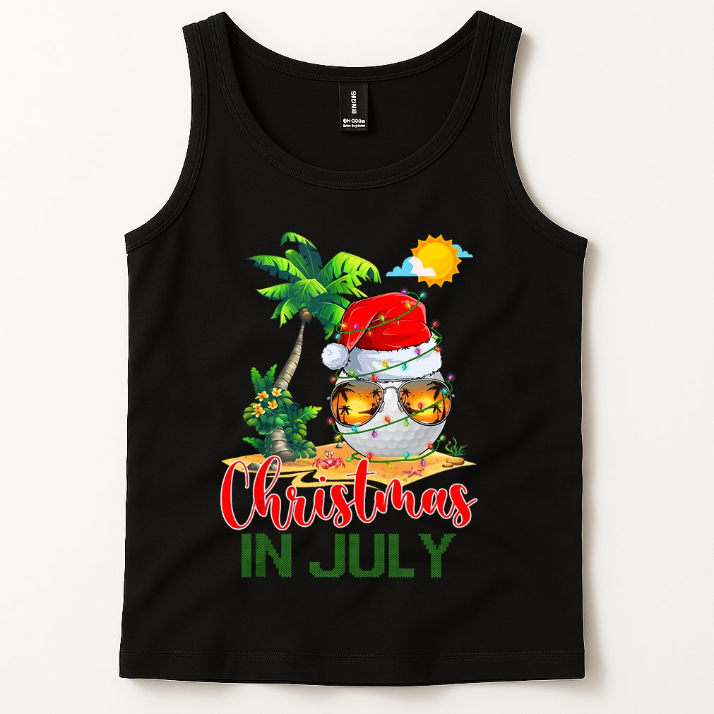 Santa Golf Ball Sunglasses & Xmas Lights Christmas In July Tank Top Tank Top