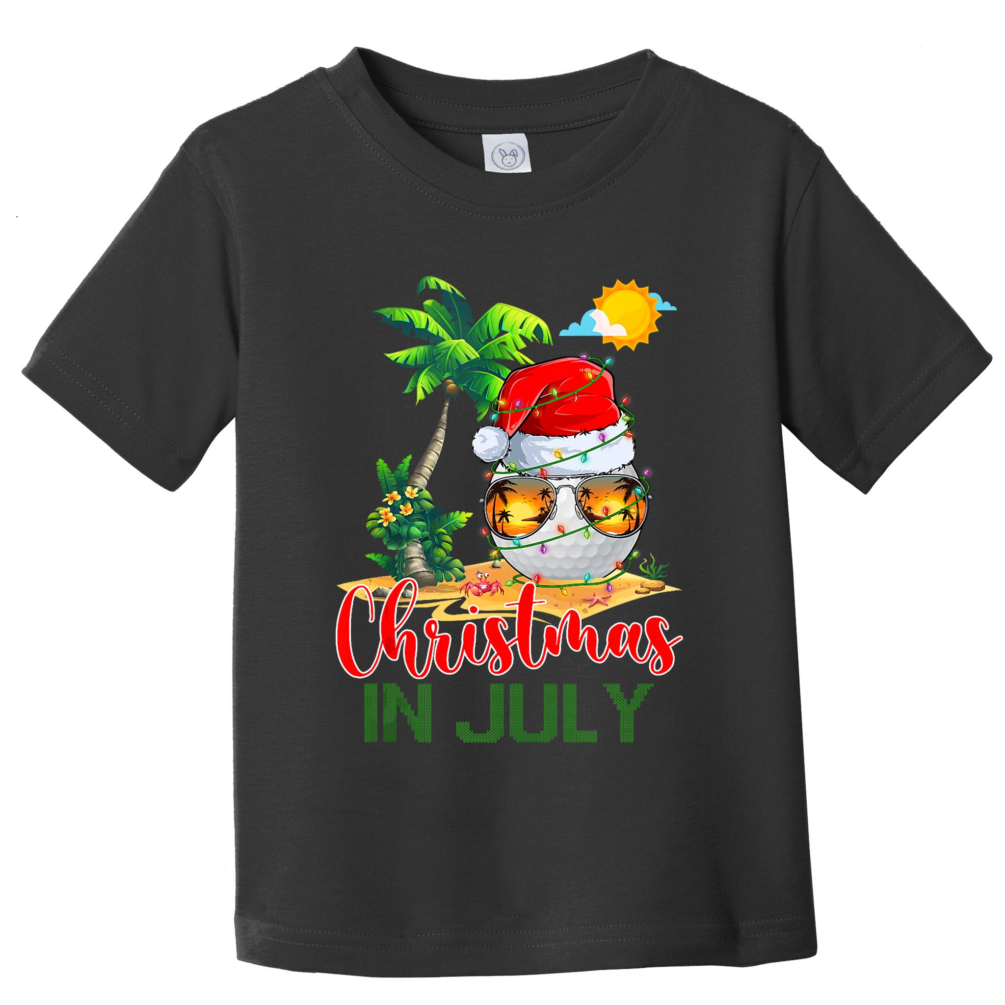 Santa Golf Ball Sunglasses & Xmas Lights Christmas In July Tank Top Toddler T-Shirt